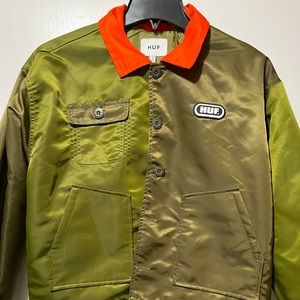 Women's Huf Flight Crop Jacket Olive Green Size Small Coat Bomber